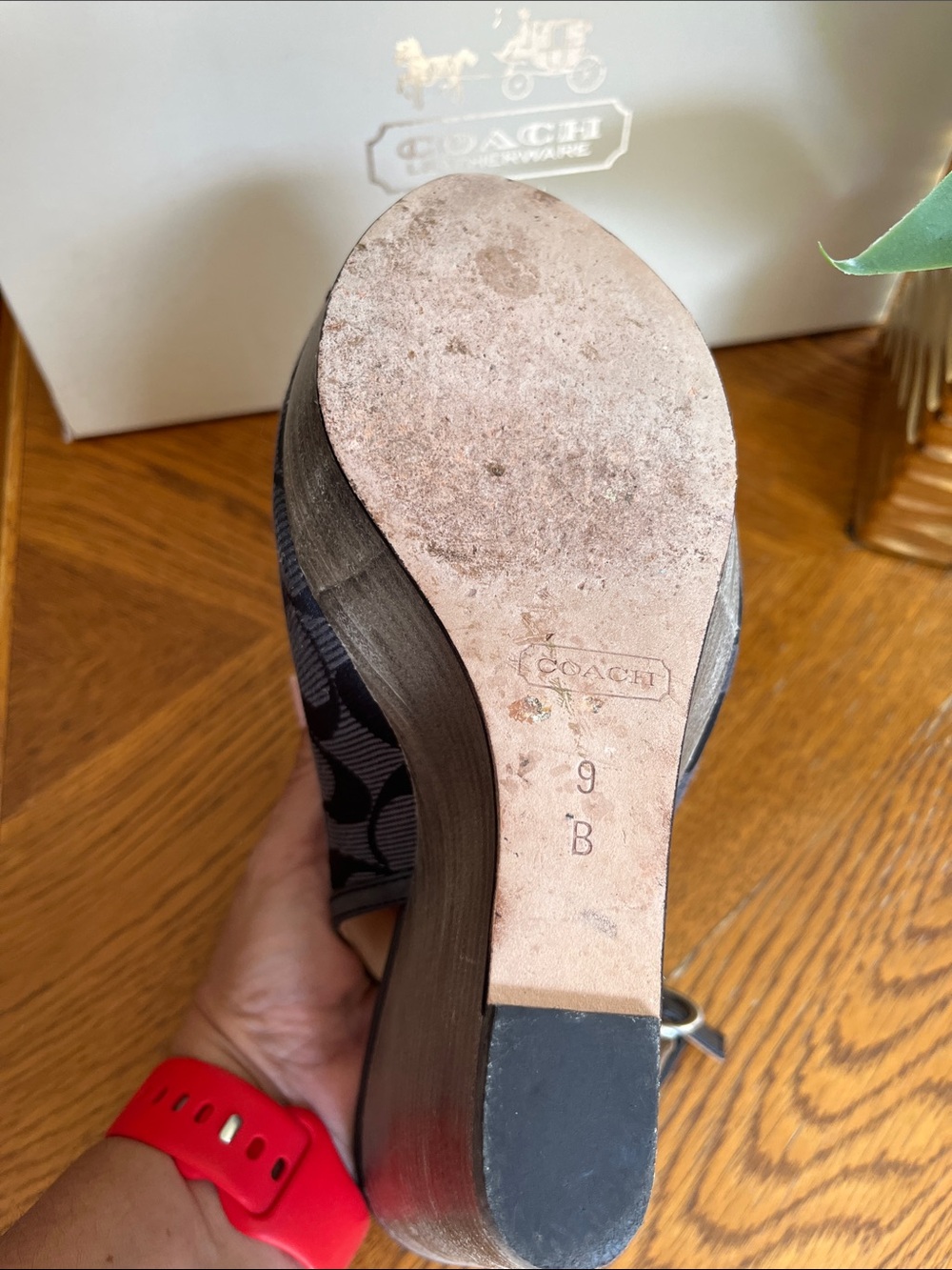 Coach Women’s Graph/Black Signature Canvas Platform Wedge Sandals Size 9 Width M - Picture 7 of 10